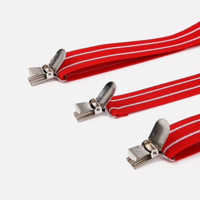 Подтяжки взрослые, ширина 2,5 см, цвет красный/белый Подтяжки взрослые, ширина 2,5 см, цвет красный/белый