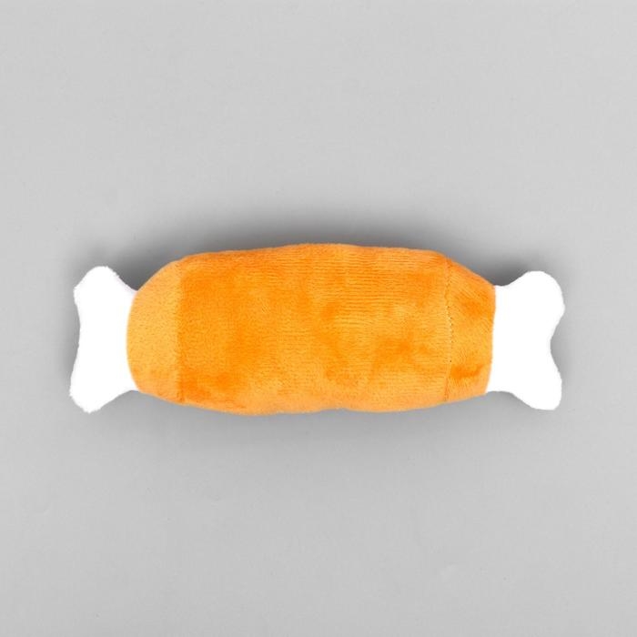 Игрушка для собак "Мягкая косточка" с пищалкой, 19 см, коричневая