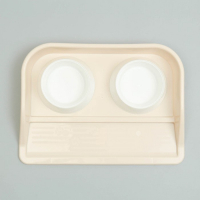 Миски с лотком "Феликс" 0,3 л, 41 x 30 x 6 см, бежевый лоток, белые миски