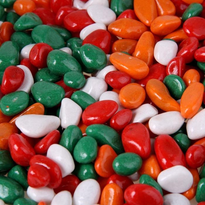 Грунт для аквариума Грунт для аквариума "Галька цветная, зеленый-рыжий-красный-белый" 800г фр 8-12 мм