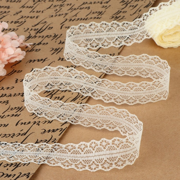 Кружево капроновое, 30 мм &times; 10 &plusmn; 1 м, цвет молочный