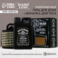 Подарочный набор косметики &laquo;Крутой мужик&raquo;, гель для душа во флаконе канистры 300 мл и мочалка для тела, аромат древесный с пряными нотами, HARD LINE