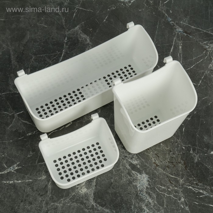 Корзина для хранения подвесная с контейнерами, 29×9,5×38 см, цвет белый Корзина для хранения подвесная с контейнерами, 29×9,5×38 см, цвет белый