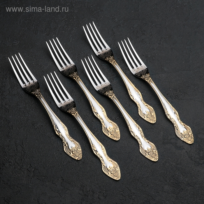 Набор столовых приборов &laquo;Тройка&raquo;, 18 предметов, толщина 2 мм, художественная роспись по нитрид-титановому покрытию