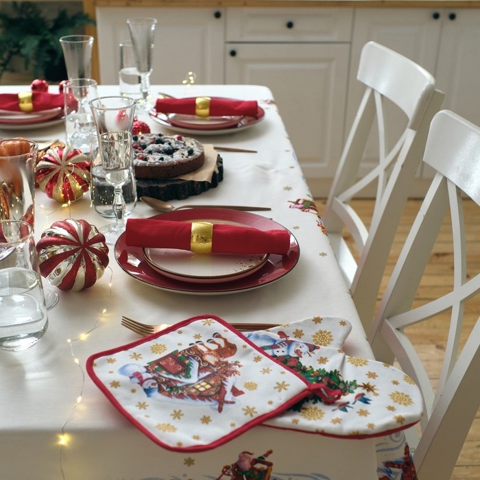 Набор кухонный &laquo;Новогодние игрушки&raquo; варежка-прихватка 20х28см, прихватка 19х19см, 100% хлопок