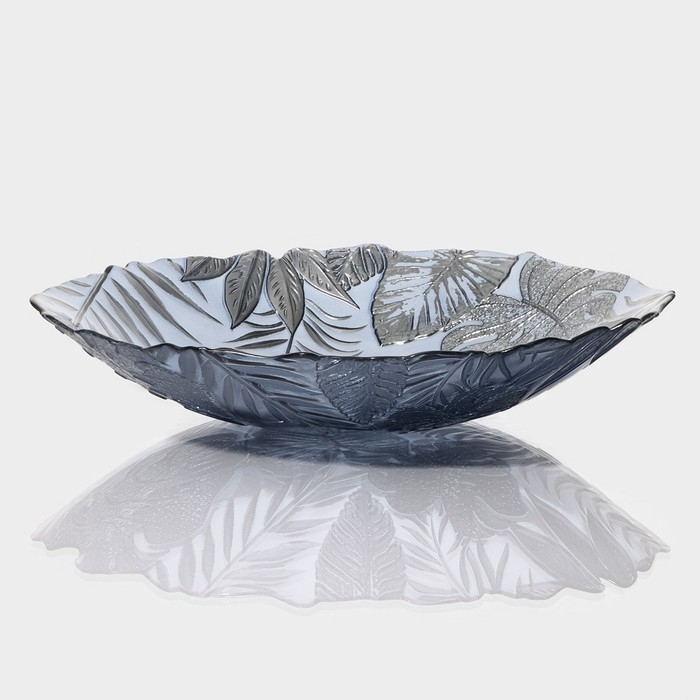 Салатник стеклянный &laquo;Арабис&raquo;, d=33 см, цвет голубой