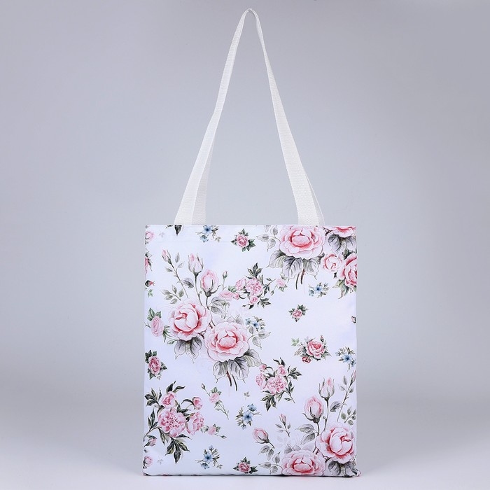 Сумка шопер &laquo;Розы&raquo;, 35х0.5х40 см, отд без молнии, без подклада, белая