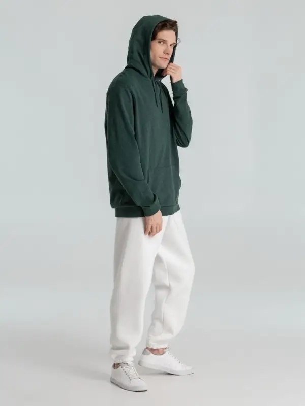Толстовка с капюшоном унисекс Hoodie, темно-зеленый меланж, размер XS