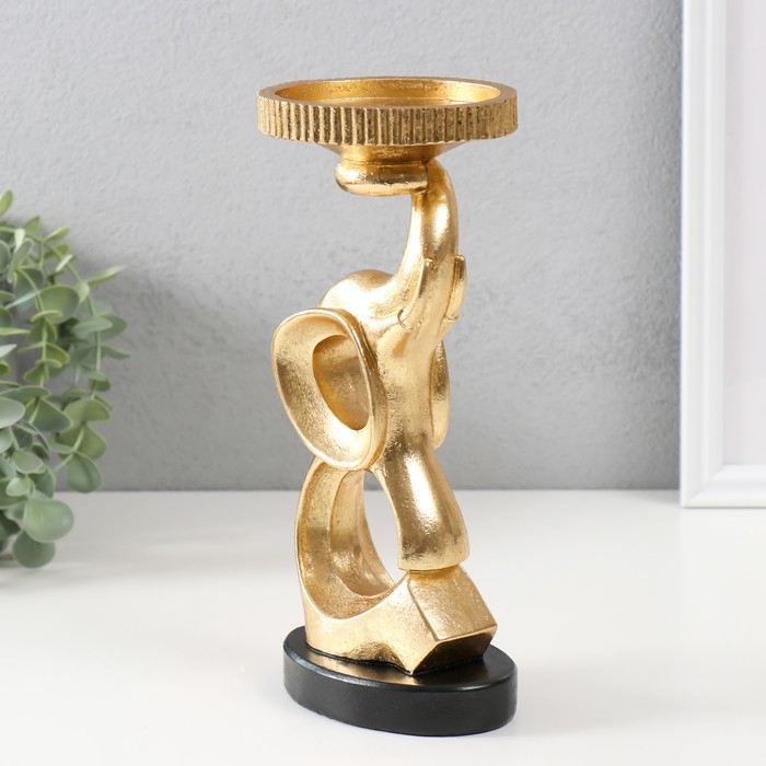 Подсвечник полистоун на 1 свечу Подсвечник полистоун на 1 свечу "Абстракция. Слон" золото 10,9х9,5х23,8 см