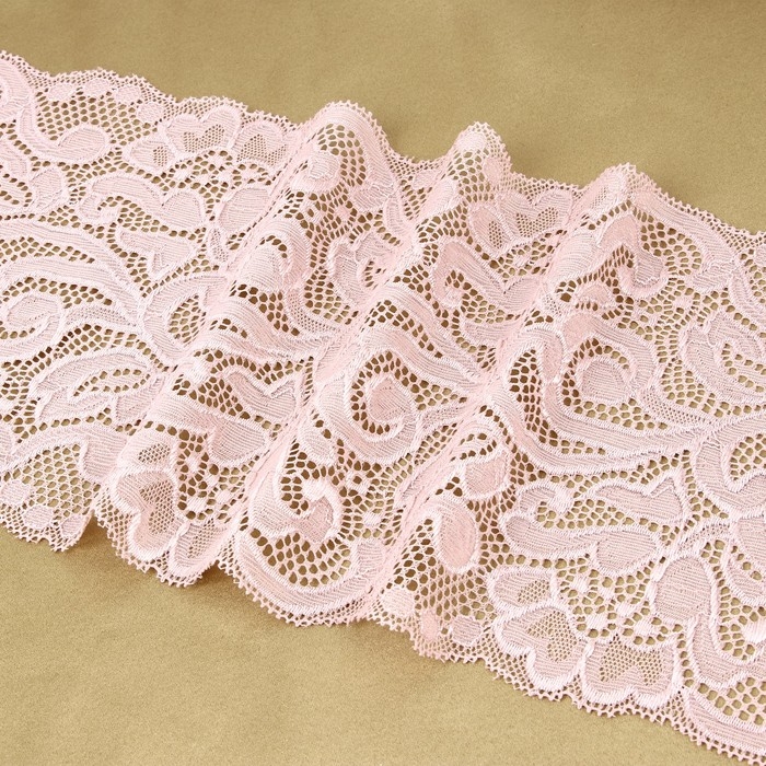 Кружевная эластичная ткань, 175 мм × 2,7 ± 0,5 м, цвет пудровый Кружевная эластичная ткань, 175 мм × 2,7 ± 0,5 м, цвет пудровый
