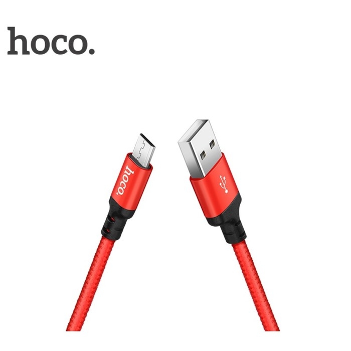 Кабель Hoco X14, 2 А, USB - micro USB, 2 м, черно-красный