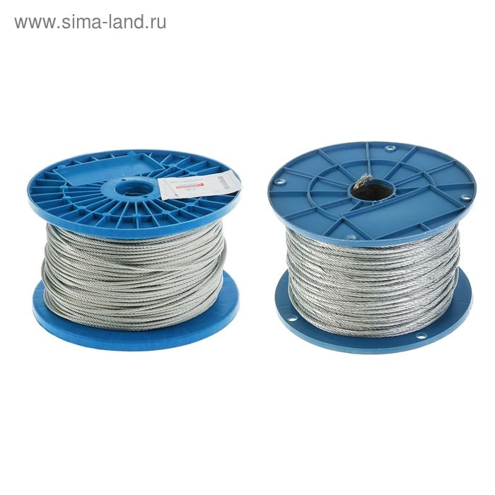 Трос для растяжки, DIN 3055, без оплетки, d=3 мм, оцинкованный, в катушке 200 м Трос для растяжки, DIN 3055, без оплетки, d=3 мм, оцинкованный, в катушке 200 м