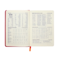 Ежедневник недатированный A5, 140л, клетка, кожзам, на резинке, черный срез, Фуксия