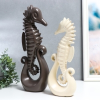 Сувенир керамика "Морские коньки" матовый шоколад и сливки набор 2 шт 38,5х8,5х13,5 см Сувенир керамика "Морские коньки" матовый шоколад и сливки набор 2 шт 38,5х8,5х13,5 см