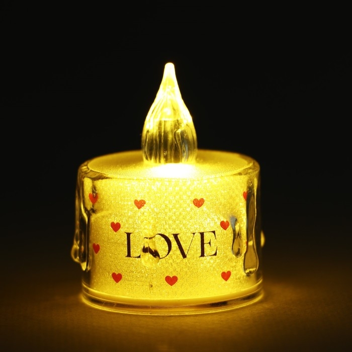Свеча светодиодная со звёздами, мод. СВ-21 &laquo;Love&raquo;, 5 х 3,8 см.