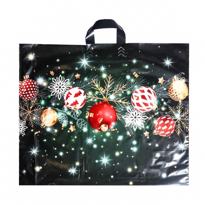Новый год. Пакет Новый год. Пакет "Новогоднее мерцание", полиэтиленовый с петлевой ручкой, 50 х 58 см.