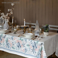 Скатерть "Этель" Christmas flowers 149х180см с ГМВО, 100%хл, 190г/м2