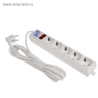 Сетевой фильтр Power Cube, 5 розеток, 5 м, 10 А, 2200 Вт, белый