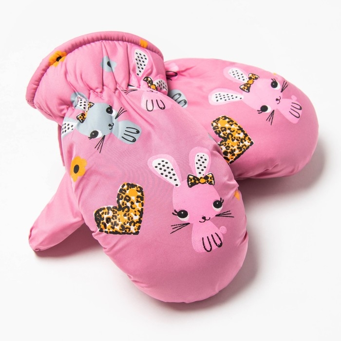 Варежки детские, цвет розовый, размер 15 (7-8 лет) Варежки детские, цвет розовый, размер 15 (7-8 лет)