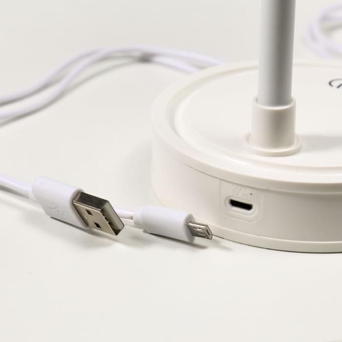 Лампа настольная сенсорная 1523/1WT 30хLED 3Вт АКБ USB 2 режима белый 10х10х41 см RISALUX