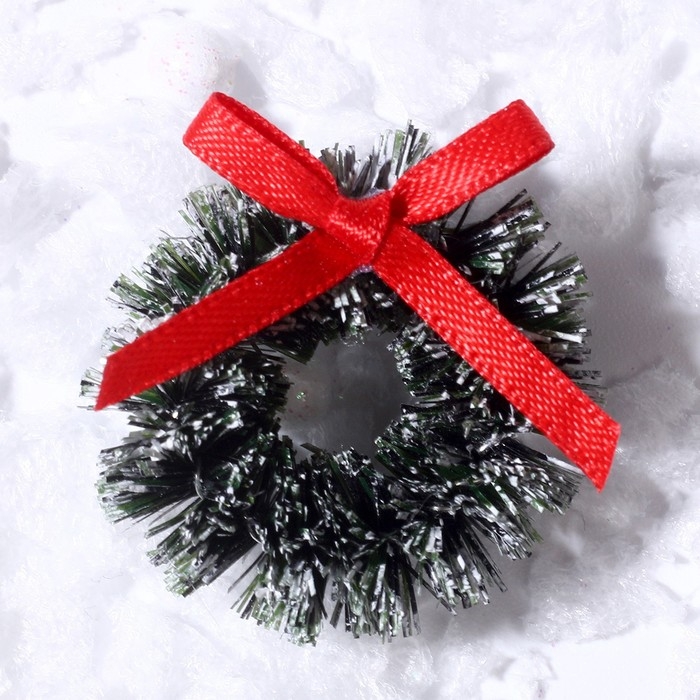 Декор «Венок с бантиком», набор 3 шт., размер 1 шт. — 3 см, цвет тёмно-зелёный Декор «Венок с бантиком», набор 3 шт., размер 1 шт. — 3 см, цвет тёмно-зелёный