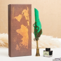 Набор подарочный 3в1 "Стимпанк" перьевая ручка, чернила, наконечники, зеленый Набор подарочный 3в1 "Стимпанк" перьевая ручка, чернила, наконечники, зеленый