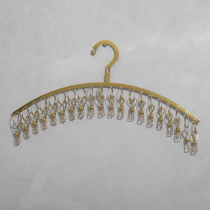 Вешалка для аксессуаров 20 прищепок, 43,2&times;24 см, цвет золото