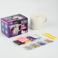 Набор для декора кружки полимерной глиной. Лепка на кружке &laquo;Сверкающий единорог&raquo;, со стразами