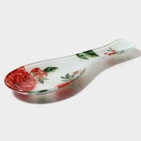 Подставка стеклянная под ложку Доляна &laquo;Пионы&raquo;, 23,5&times;8,3 см