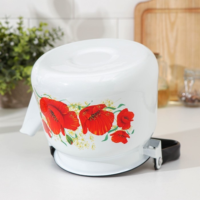 Чайник эмалированный &laquo;Маки&raquo;, 2,3 л, цвет белый