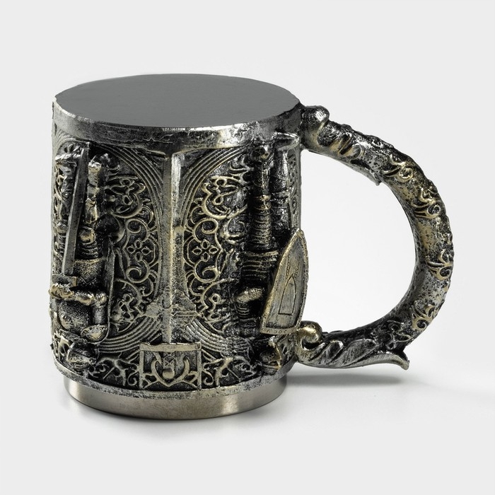 Кружка из нержавеющей стали «Стража», 400 мл, цвет серебряный Кружка из нержавеющей стали «Стража», 400 мл, цвет серебряный