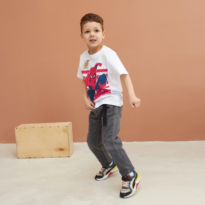 Футболка детская Человек-Паук, рост 86-92, белый