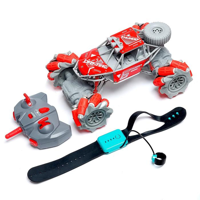 Машина радиоуправляемая &laquo;Джип-акробат&raquo;, 4WD, управление жестами, работает от аккумулятора, цвет красный