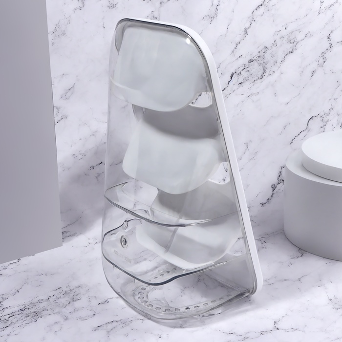 Органайзер для хранения косметических принадлежностей, 3 секции, 16,2 × 13,5 × 33,5 см, цвет белый/прозрачный Органайзер для хранения косметических принадлежностей, 3 секции, 16,2 × 13,5 × 33,5 см, цвет белый/прозрачный