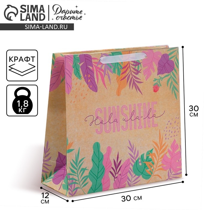Пакет подарочный крафтовый квадратный, упаковка, «Sunshine», 30 х 30 х 12 см Пакет подарочный крафтовый квадратный, упаковка, «Sunshine», 30 х 30 х 12 см