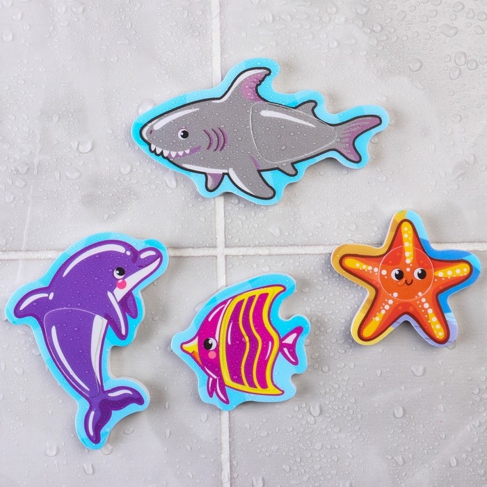 Игрушка пазл для ванны Игрушка пазл для ванны "Морской мир" с сачком + удочка, Крошка Я