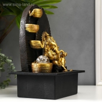 Фонтан настольный от сети, подсветка "Золотой Ганеша у водопада с чашами" 35х25х20 см Фонтан настольный от сети, подсветка "Золотой Ганеша у водопада с чашами" 35х25х20 см