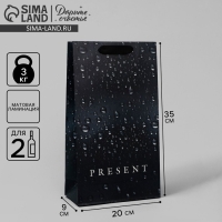 Пакет подарочный под две бутылки, упаковка, Black, 35 х 20 х 9 см Пакет подарочный под две бутылки, упаковка, Black, 35 х 20 х 9 см