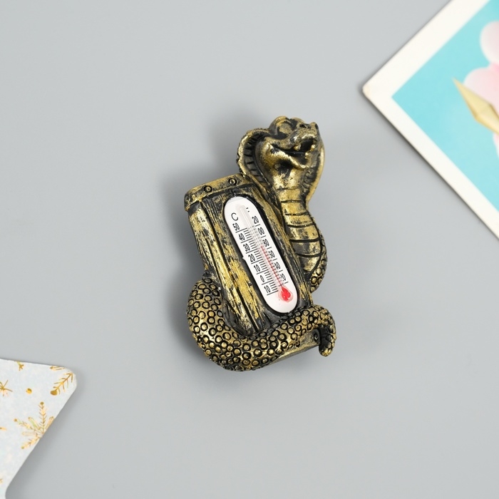 Магнит полистоун Магнит полистоун "Кобра с термометром" бронза МИКС 4,5х1,5х6 см