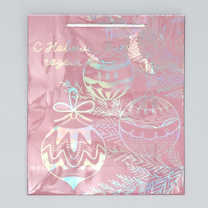 Пакет голографический «Игрушки», M 26 х 30 х 9 см, Новый год Пакет голографический «Игрушки», M 26 х 30 х 9 см, Новый год