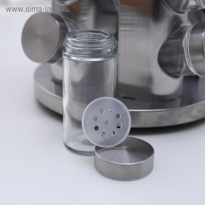 Набор для специй на подставке &laquo;Профи&raquo;, 21&times;21&times;34 см, 20 шт, цвет металлик