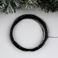 Гирлянда &laquo;Нить&raquo; 10 м роса, IP20, чёрная нить, 100 LED, свечение тёплое белое, 12 В
