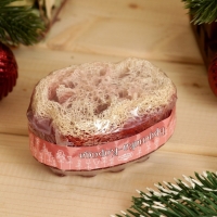 Новый год. Массажное мыло с люффой "Брусника - Корица" 100 г