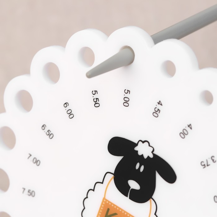 Линейка для определения размера спиц для вязания «Овечка», d = 10 см Линейка для определения размера спиц для вязания «Овечка», d = 10 см