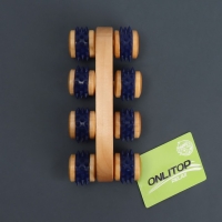 Массажёр с шипами &laquo;Гусеница&raquo;, 15 &times; 6,8 &times; 6,5 см, универсальный, с ручкой, 8 колёс, деревянный, цвет МИКС