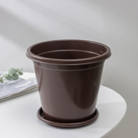 Горшок для цветов с поддоном «Эконом», 2 л, пластиковый, цвет коричневый Горшок для цветов с поддоном «Эконом», 2 л, пластиковый, цвет коричневый