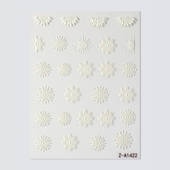 Новый год! Наклейки для ногтей &laquo;Снежинки&raquo;, объёмные, матовые, цвет белый
