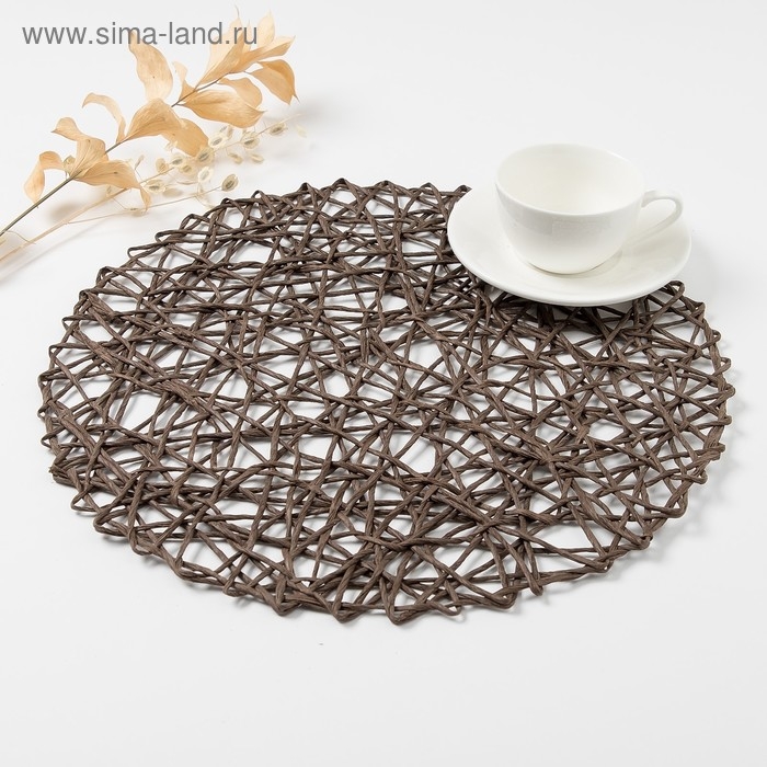 Салфетка сервировочная Доляна Салфетка сервировочная Доляна "Трава", цв.кофейный, d 38 см