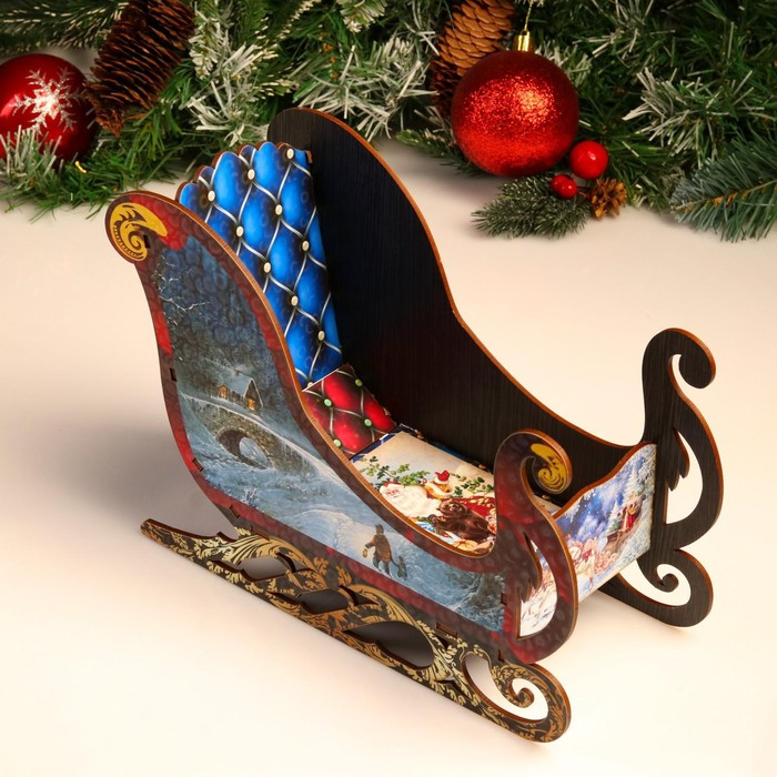 Шкатулка-Фруктовница Шкатулка-Фруктовница " Сани", микс, 28х11,5х20 см