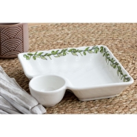 Блюдо керамическое с соусником &laquo;Оливки&raquo;, 18.6 х 17.5 х 4 см, цвет белый